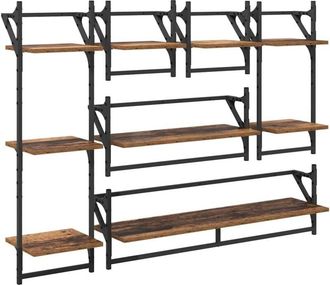 vidaXL Wall Shelf Set 6 pcs Old Wood 100 x 25 x 30 cm Engineered Wood vidaXL
