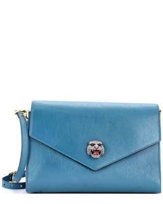 Gucci Blue Sheep Leather Crystal Animalier Shoulder Bag Medium (Authentic Pre- Loved)