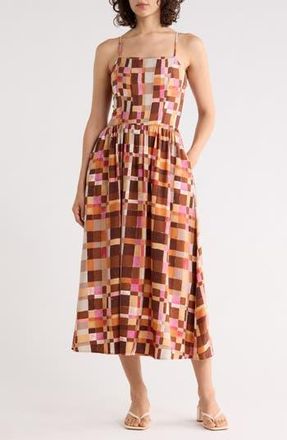 West K Strappy Smocked Back Dress in Tile Multi at Nordstrom Rack, Size X-Small