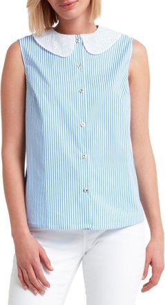 Halston Heritage H Halston Sleeveless Lace Collar Blouse