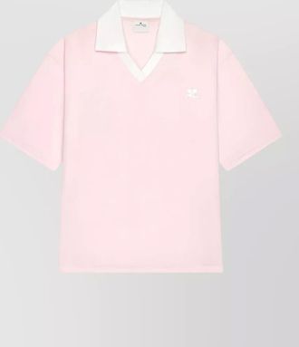 Courr&egrave;ges oversized v-neck short-sleeve polo shirt