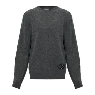 Burberry Wollen trui met ronde hals - Heren - Truien - Grijs - Maat: XL Wol