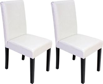 Hhg Nunca Usado] Juego De 2 Sillas De Comedor Silla De Cocina Littau, Cuero, Blanco, Patas Oscuras