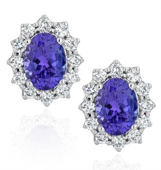 The Diamond Store Tanzanite and Diamond Earrings 7 x 5mm in 18K White Gold