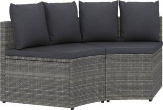 vidaXL 2 Pcs Set Sofas De Jard&iacute;n Con Almohadillas De Mimbre Gris