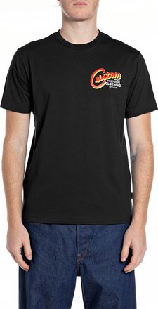 Replay T-Shirt REPLAY, Herren, Gr. XL, schwarz, Jersey, Obermaterial: 100% Baumwolle, bedruckt, regular fit h&uuml;ftbedeckend, Rundhals, abgesteppte Kante, Shirt