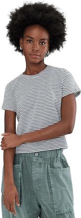 Splendid Louisa Stripe Short Sleeve T-Shirts Womens Clothing Soft Vob/White : XS (Womens 0-2), Cotton