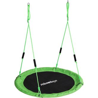 Relaxdays Relaxdays Round Nest Swing with Padded Frame & Foam Handles, Adjustable, Outdoor, &Oslash;: 120 cm, 100 kg, Green