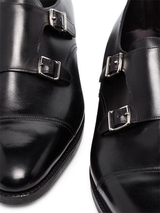John Lobb Mens Double Monk Strap Shoes William Black Leather Accessories
