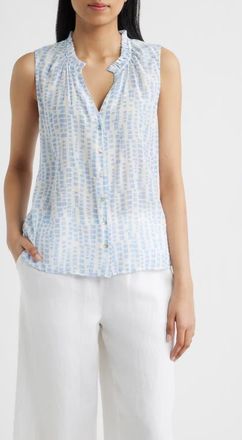 Cloth & Stone Block Print Sleeveless Shirt in Saltwater Blocks at Nordstrom, Size X-Large