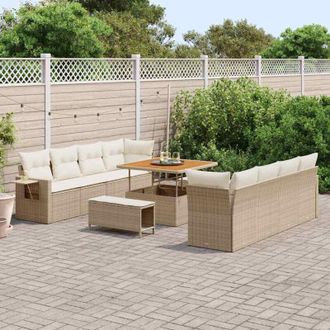 vidaXL Conjunto De Sof&aacute; De Jard&iacute;n Con Coj&iacute;n 11 Pcs Beige Y Crema Vidaxl