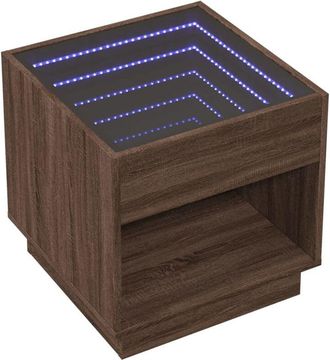 vidaXL Bedside Table with Infinity led Brown Oak 50x50x50 cm Vidaxl