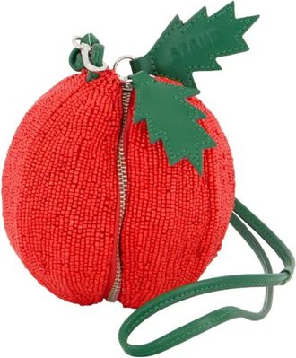 Staud Cross Body Bags, female, Red, ONE SIZE, Red Beaded Bag with Shoulder Strap