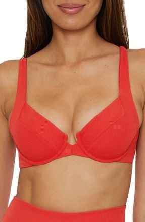 BECCA by Rebecca Virtue Modern Edge Underwire Bikini Top in Fire at Nordstrom, Size Small