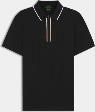 HUGO BOSS Mens Philix Slim Fit Polo Shirt in Black Cotton - Size X-Large