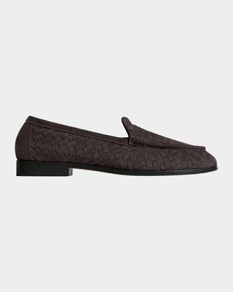 Bottega Veneta Men & apos;s Silenzio Intrecciato Suede Moc-Toe Loafers