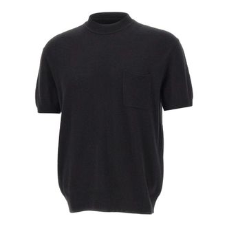 Paolo Pecora T-Shirts, male, Black, Size: M Short-Sleeve Crew-Neck Silk Sweater