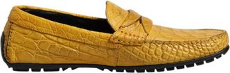 Dolce & Gabbana Gele exotische leren instappers slip on - Heren - Loafers - Geel - 41 EU - Leer - Schoenen
