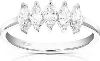 Vir Jewels 1/2 cttw Marquise Lab Grown Diamond 5 Stone Engagement Ring in Sterling Silver For Women