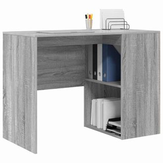 Berkfield Home Modern Writing Desk Grey Sonoma Wood Standard Storage