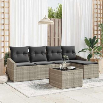 vidaXL Vidaxl - Conjunto De Comedor De Jard&iacute;n Con Coj&iacute;n 6 Pcs Gris Claro