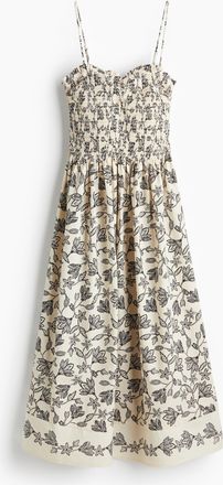 H&M Gesmoktes Kleid - Beige