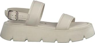 Tamaris Elegante ivoorkleurige platte sandalen - Dames - Sandalen - Beige - 40 EU - Leer - Schoenen