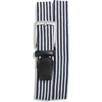 Nordstrom Ian Woven Elastic Belt in Navy Seaborne at Nordstrom, Size 42