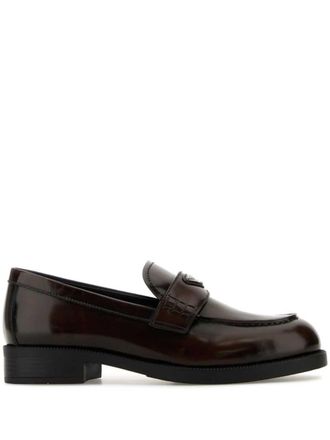 Prada triangle-logo loafers - Brown