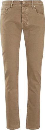 Jacob Cohen Stretch Gabardine Broek - Heren - Slim Fit Broeken - Bruin - W32 - Broeken