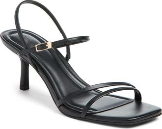 Open Edit Rania Square Toe Sandal in Black at Nordstrom, Size 9.5