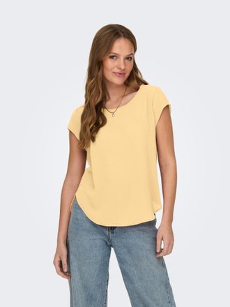 Only Kurzarmbluse ONLY ONLVIC - feminines Blusenshirt in lockerer Form, Damen, Gr. 34, sunlight, Web, Obermaterial: 97% Polyester, 3% Elasthan, unifarben, 