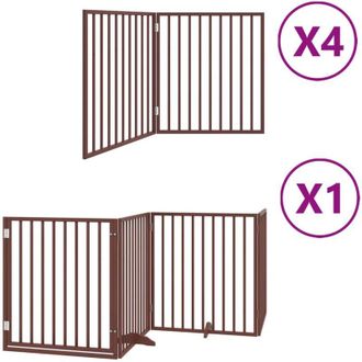 vidaXL Puerta De Perros Plegable 12 Paneles Madera &Aacute;lamo Marr&oacute;n 960 Cm Vidaxl