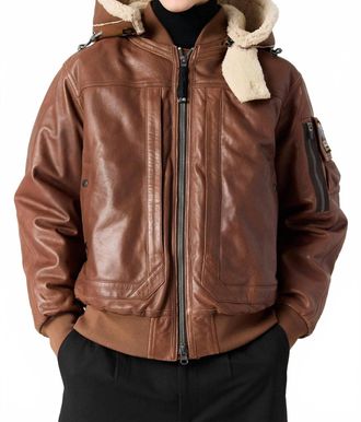 Parajumpers Julius Special Leather Bomber Jacket In Clay