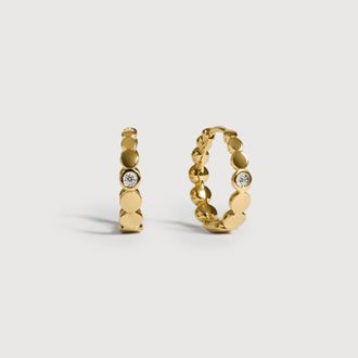 Monica Vinader Gold Solo Graduated Diamond Small Hoop Earrings Lab Grown Diamond