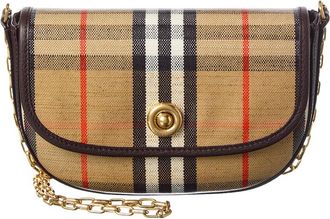 Burberry Highlands Mini Coated Canvas & Leather Shoulder Bag
