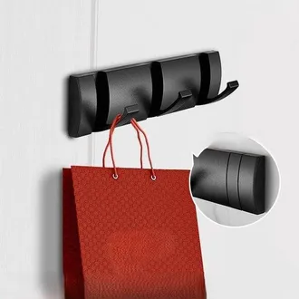 OEM Perchero De Pared, Puerta Flotante, Perchas De Aluminio Que Ahorran Espacio, Ba&ntilde;o, Sombreros, Toallas, Negro Plateado, 3 Ganchos