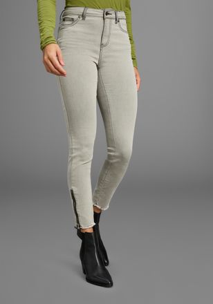 Arizona 5-Pocket-Jeans ARIZONA, Damen, Gr. 34, N-Gr, light grau used, Denim/Jeans, Obermaterial: 70% Baumwolle, 28% Polyester, 2% Elasthan, unifarben, slim fi