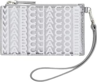 Marc Jacobs Monogram Metallic Top Zip Pols Portemonnee - Dames - Portefeuilles - Grijs - ONE Size - Leer - Accessoires
