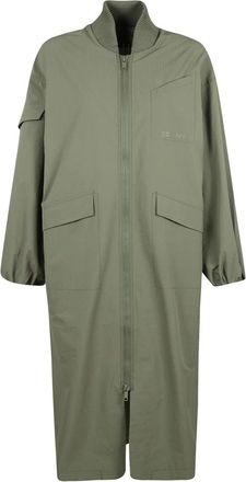 Ganni Oversized Seersucker Shell Jas - Dames - Parka Jassen - Groen - S/M - Polyester - Jassen