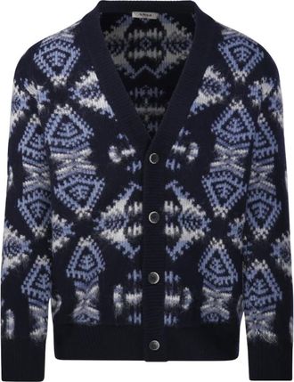 Altea Truien & Vesten, Heren, Blauw, XL, Wol, Cardigan met hoge hals