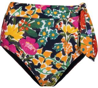 Change of Scenery Side Tie High Waist Bikini Bottom with Full Coverage in Gardenia at Nordstrom, Size X-Small