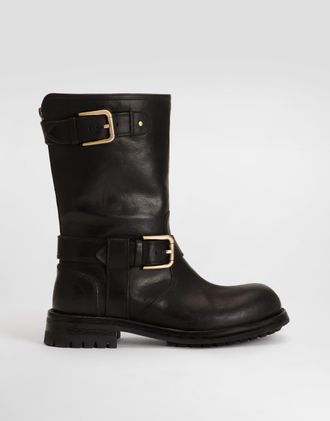 Dolce & Gabbana Calfskin Biker Boots - Woman Boots And Booties Black 37.5