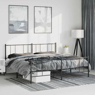 vidaXL Estructura Cama Sin Colch&oacute;n Con Estribo Metal Negro 183x213 Cm Vidaxl