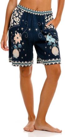 Agua Bendita Malaga Sereia Floral Cover-Up Shorts in Blue at Nordstrom, Size Medium