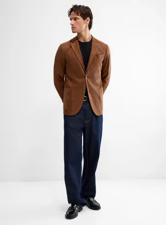 Soul of London Mens Supple faux-suede Blazer Jacket