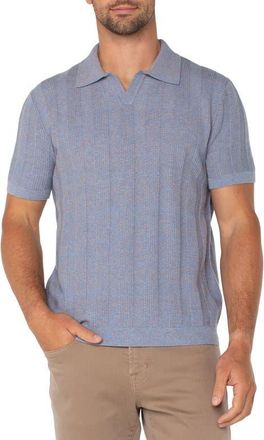 Liverpool L.A. Johnny Collar Short Sleeve Cotton Blend Polo Sweater in Blue/Peach at Nordstrom, Size X-Large