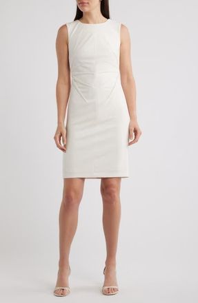 Anne Klein Radiant Pleat Scuba Crepe Sheath Dress in White Dove at Nordstrom, Size 16