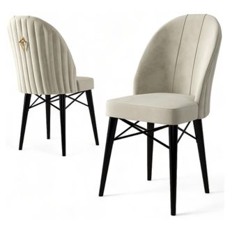 Dmora Silla Perillis, 6 Sillas, Tapizadas, Soporta 120 Kg, Gris Claro