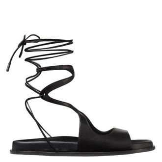 Jimmy Choo London Azure Nappa Leather Flat Sandals, Brand Size 37.5 ( US Size 7.5 )